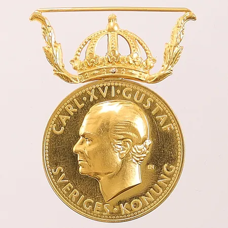 Medalj, För nit och redlighet i rikets tjänst, gravyr, 40x27mm, krona i 18K, 23K, 14,3g Vikt: 14,3 g