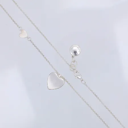 Collier, Snö of Sweden, 45cm, två hjärtan, vita stenar, metall.