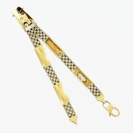 Armband, vita stenar, 19,8cm, bredd 6-7,5mm, skevheter, bucklor, slitage, 18K.  Vikt: 14,5 g