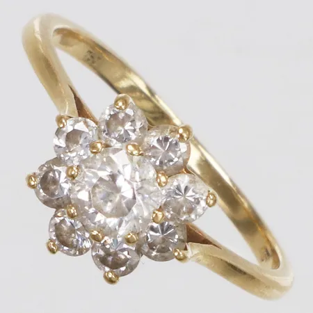 Ring, vita stenar, stl 17, bredd 1,5-9,2mm, 18K  Vikt: 2,5 g