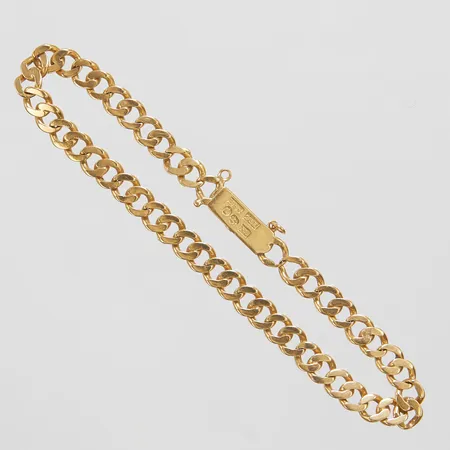 Armband manglad pansar, längd ca 18cm, slitage på länkar, saknar säkerhetskedja, 18K Vikt: 9,1 g