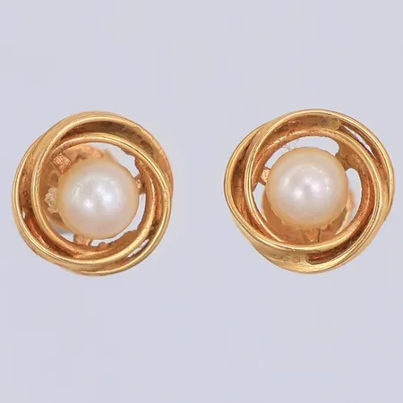 Ett par örhängen, odlade saltvattenpärlor Ø 10mm, Alton, 18K Vikt: 3,2 g