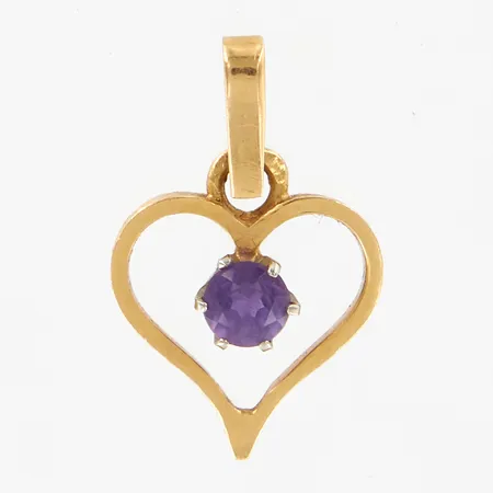 Hänge med lila sten, hjärta, 15x25mm, 18K Vikt: 1,4 g