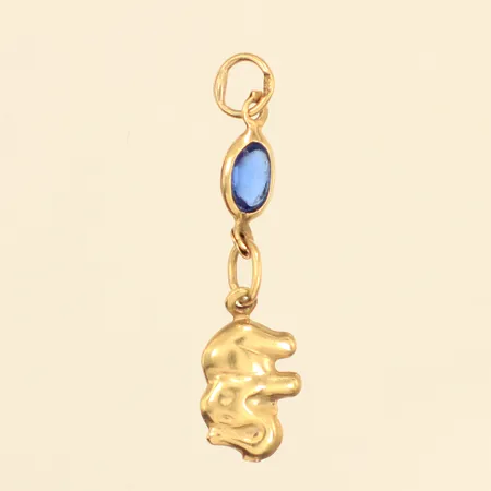 Hänge, elefant med sten, ca 25mm, bredd ca 7mm, 14K Vikt: 0,7 g
