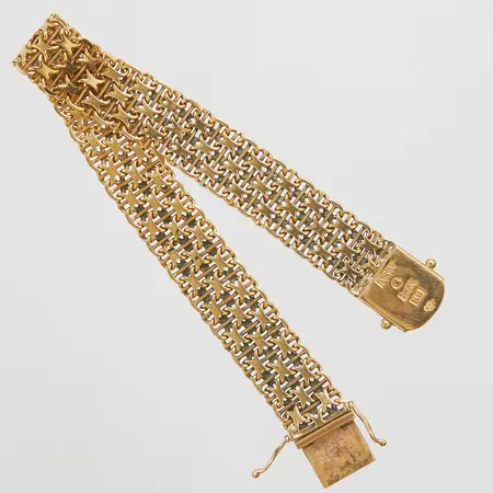 Armband X-länk med stav, längd ca 19,7cm, bredd 12mm, 18K Vikt: 24 g