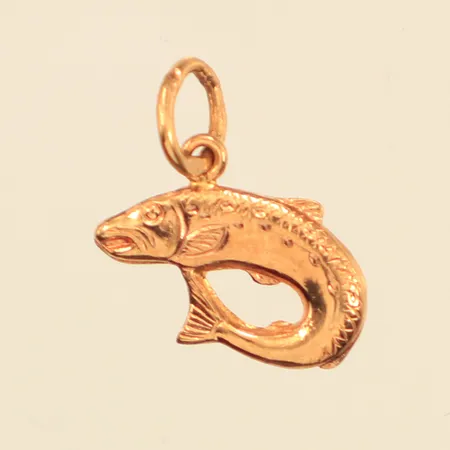 Hänge fisk, längd 14mm inklusive ögla, bredd 12mm, 18K  Vikt: 0,5 g