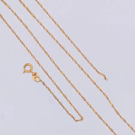 Kedja, Singapore, 42cm, defekt, saknar en ögla, 18K Vikt: 1,2 g