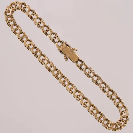 Armband, 21cm, bredd:5mm, slitna länkar vid lås, 18K 11,2g.