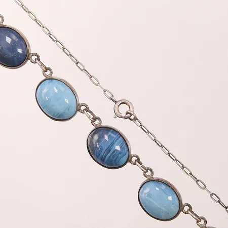 Collier, bergslagssten, 46cm, 830/1000 silver, 54,9g.