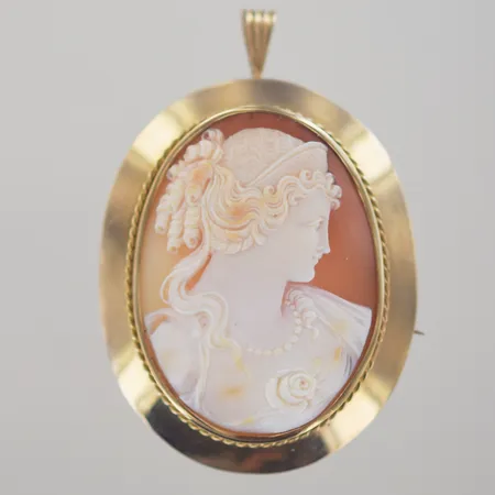  Camé hänge/brosch L 6,5 cm B 4 cm, 18K Vikt: 18,8 g