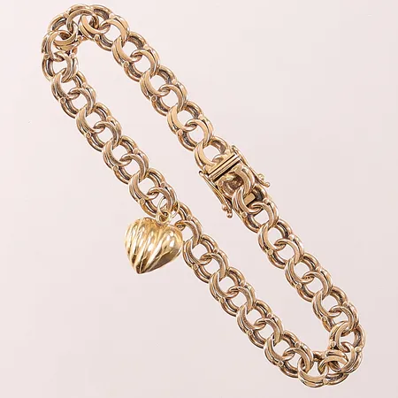 Armband, Bismarck, 19cm, bredd: 7,4mm, integrerad berlock, 18K, 20,4g.