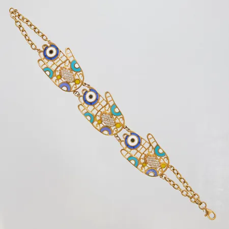 Armband, stenar, emalj, längd ca 19,5cm, bredd 5-23,5mm, saknar sten, 21K Vikt: 24,4 g