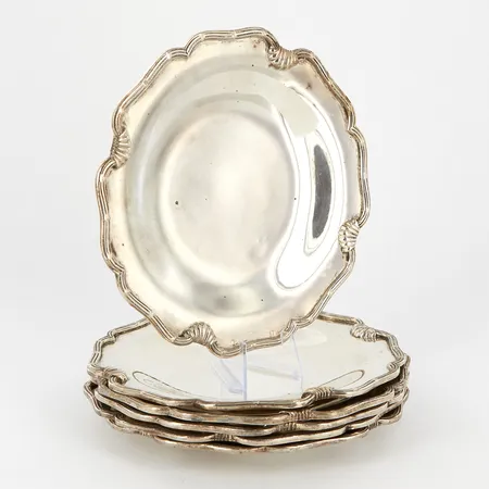 Sex Assietter Ø16cm, egyptiska stämplar, silver 900/1000  Vikt: 1195 g