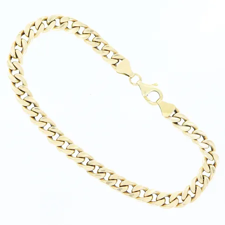 Armband Pansar, 22cm, bredd 6mm, ihålig länk, mindre bucklor, 14K Vikt: 10,9 g
