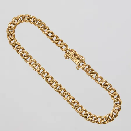 Armband Pansar, längd ca 18,5cm, bredd 5mm, ihålig, saknar säkerhetskedja, klämda länkar, 18K Vikt: 4,5 g