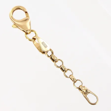 Förlängningskedja, Ärtlänk, 3cm, bredd 2mm, GHA, smärre bucklor, 18K.  Vikt: 0,7 g