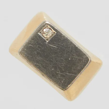 Klackring, åttkantslipad diamant 1 x ca 0,03ct, stl 14½, bredd 4-10,5mm, Seblings Juvelatelje Ab Sven, år 1964, tvåfärgad, 18K Vikt: 5,6 g