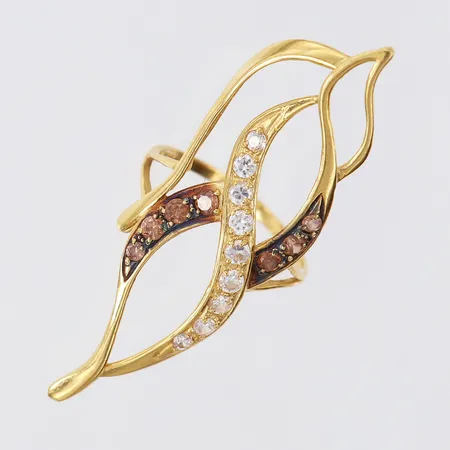 Ring med stenar, stl: 17¾, bredd 1,6-48mm, 18K.  Vikt: 3,7 g