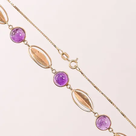 Collier, ametister, 40cm, bredd: 1mm, Balestra, 18K, 7,2g.