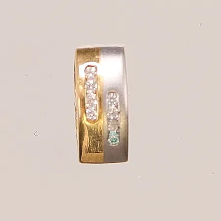 Hänge, 12mm, vita stenar, 18K 1,2g.