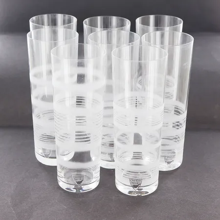 6st champagneglas, Orrefors, modell Slowfox, Ingegerd Råman, modell Slowfox, blästrad randdekor, 18cl,  höjd 14cm, märkta i botten samt etikettmärkta   Vikt: 0 g Skickas med postpaket.