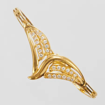 Armband, vita stenar, halvstelt, längd ca 18cm, bredd 4-17,5mm, buckligt, 21K Vikt: 14,6 g