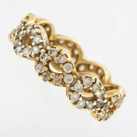 Ring, vita stenar, stl 17, bredd 6mm, 18K,  Vikt: 3,1 g