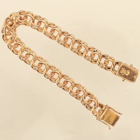 Armband Bismarck ca 19cm, bredd ca 9,6mm, stockholmsarbete, 18K Vikt: 34,4 g