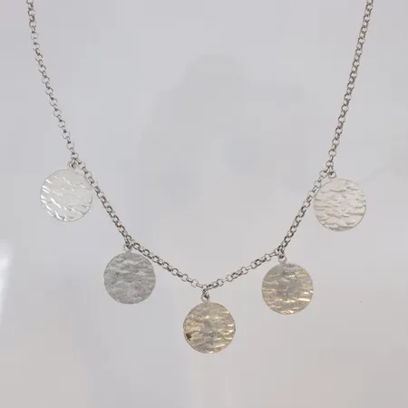 Collier Ärtlänk med runda integrerade hängen, 45cm bredd 2-20mm silver 925/1000 Vikt: 11,5 g