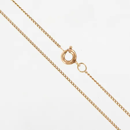 Kedja Pansar, ca 49,5cm, bredd ca 1mm, smärre skevheter, 14K Vikt: 1,5 g