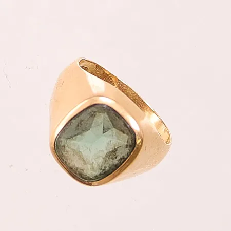 Klackring, grön sten, Ø20¼, bredd: 3,9-15,7mm, 18K, 6,1g.