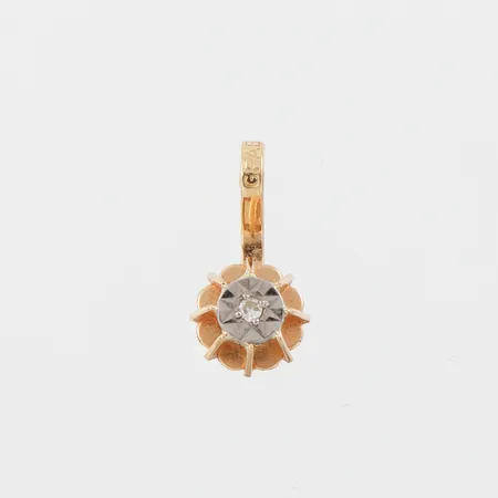 Hänge med liten diamant, höjd ca 11 mm, 18k. Vikt: 0,5 g