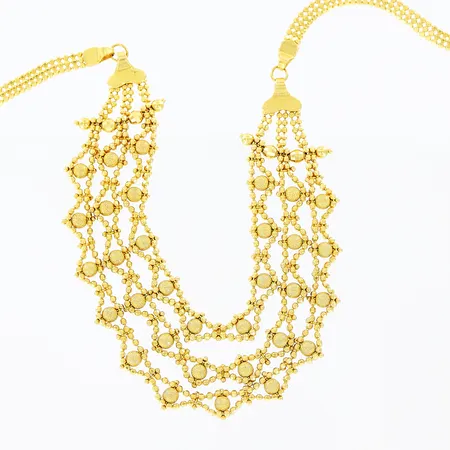 Collier, 45cm, bredd S-lås, 3-50mm, 21K.  Vikt: 30,3 g