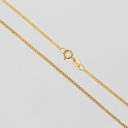 Kedja, längd ca45cm, bredd 1mm, ojämnheter, 18K Vikt: 1,6 g