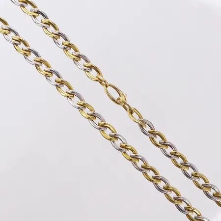 Collier tvåfärgad, ca 44cm, bredd 7mm, GHA. 18K  Vikt: 14,5 g