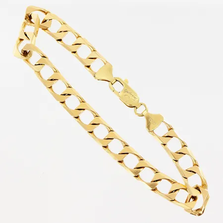 Armband, fyrkantig Pansar, 21,5cm, bredd 8mm, smärre nagg, synlig fjäder, 18K.  Vikt: 30 g