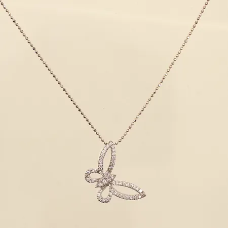 Hänge diamanter ca 56x ca 0,01-0,005ct, längd 20mm, bredd 14mm, vitguld, kedja kullänk, längd 43cm, bredd 0,9mm, vitguld, Italien, 18K Vikt: 3,6 g