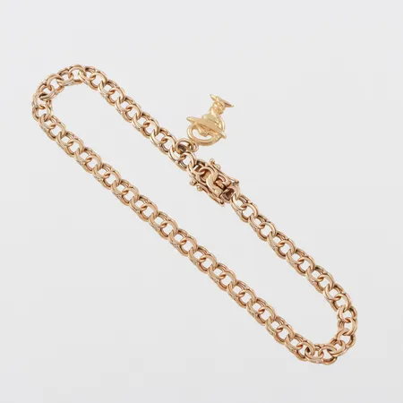 Armband Bismarck med berlock, längd ca 19 cm, bredd 4.4 mm, 18k. Vikt: 8 g