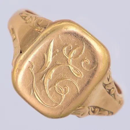 Klackring, monogram LE, stl 19¼, Falk år 1956, 18K Vikt: 6,8 g