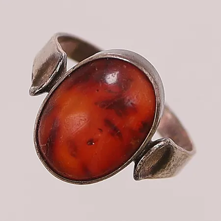 Ring, Ø17, bärnsten, bredd:13mm, MEMA, 830/1000 Silver 2,2g.