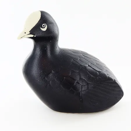 Figurin sothöna, Paul Hoff, Gustavsberg, keramik, längd ca 12cm, höjd ca 10cm, etikettmärkt Skickas med paket.
