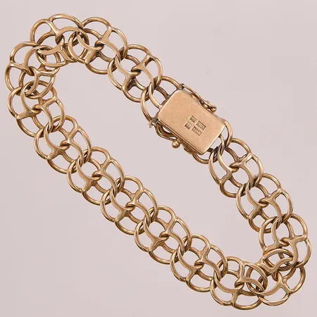 Armband, 19,5cm, bredd:12mm, defekt låsåtta, sliten, 18K 26,5g.