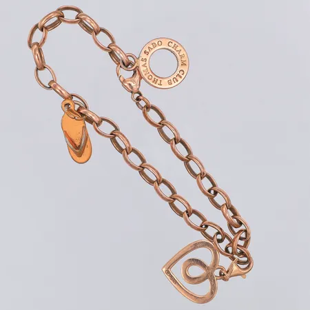 Armband, Thomas Sabo, 2 berlocker, rosefärgat silver, färgsläpp på flera ställen, 18cm, bredd 5mm, 925/1000 silver Vikt: 11,2 g