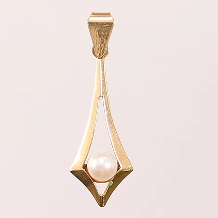 Hänge med pärla, 37x13mm, italienska stämplar, 18K, 2,3g.