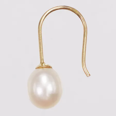 Örhänge, udda, odlad sötvattenpärla, 18mm, 18K  Vikt: 0,7 g