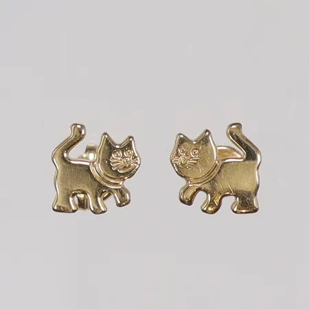 Ett par Örhängen katter 7x6mm 18K Vikt: 0,5 g