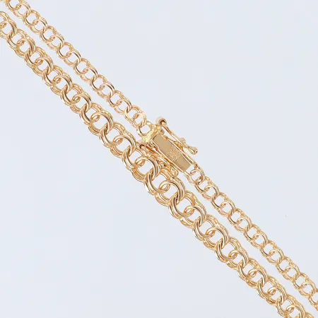 Collier Bismarck, doserad, längd 45cm, bredd 2-5mm, GHA, 18K.  Vikt: 7,1 g