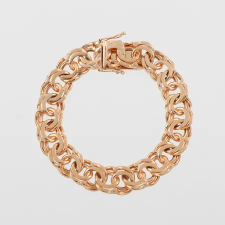 Armband Bismarck,Ahlms Guld Och Silververkstad, dålig passform på låsåttorna,  längd ca 18.5 cm, bredd 11.8 mm, 18k. Vikt: 51 g