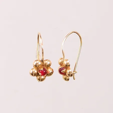 Örhängen, röda stenar, 20mm, krokar, 18K, 1,3g Vikt: 1,3 g