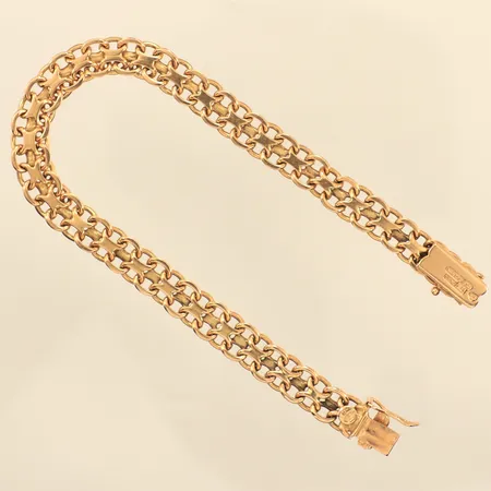 Armband X-länk, längd 19cm, bredd 7mm, defekt, utbytt lås, 18K  Vikt: 15 g
